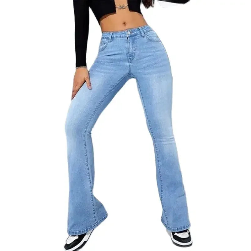 Light Blue Fashionable Women’s Slim Fit Flared Denim Jeans